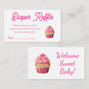 Rosa Cupkaka GirlsBaby Shower Diaper Raffle Biljet Tilläggskort