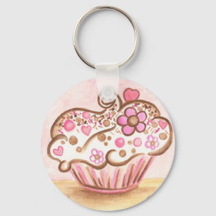 Rosa Cupkaka-Hjärtnyckelring Nyckelring