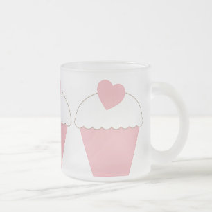 Rosa Cupkaka med hjärta Frostad Glasmugg