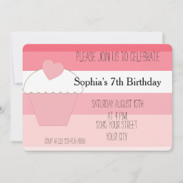 Rosa Cupkaka Ombre Rand Birthday Inbjudningar