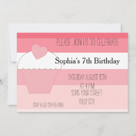 Rosa Cupkaka Ombre Rand Birthday Inbjudningar
