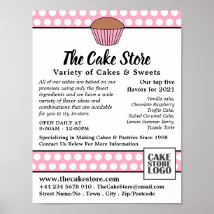 Rosa Cupkaka & Polka Dot, reklam för kummelmagasin Poster