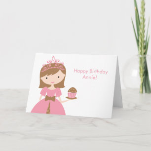 Rosa Cupkaka Princess Birthday Kort