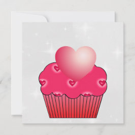 Rosa Cupkaka Red Hearts Valentiness Card Julkort