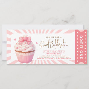 Rosa Cupkaka Sweet Treats Barns födelsedag-inbjuda Inbjudningar