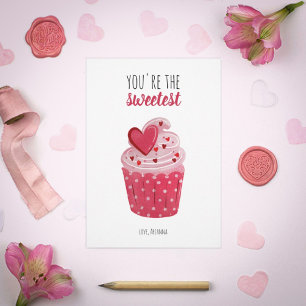 Rosa Cupkaka Sweetest Valentine Julkort