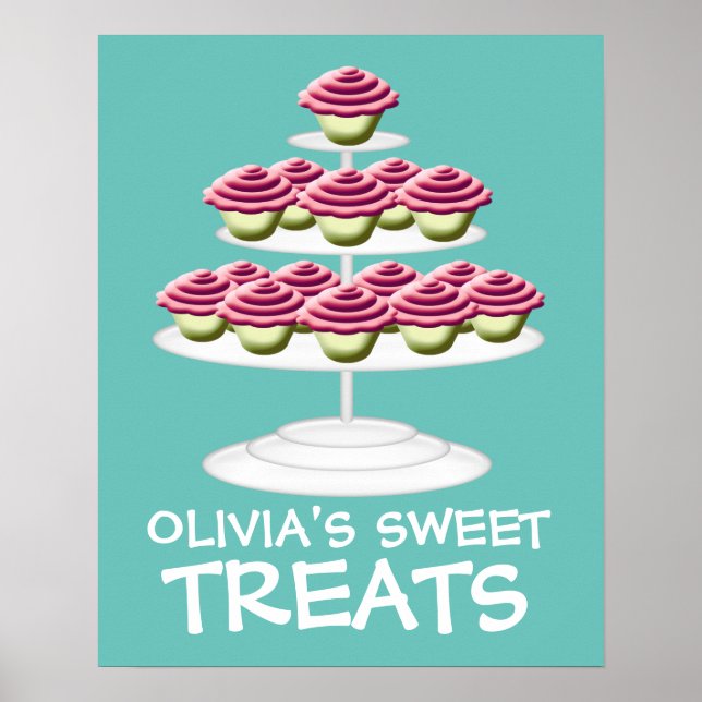 Rosa Cupkaka Torn Sweet Treats Sign Poster (Framsidan)
