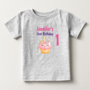 Rosa Cupkaka Unicorn med Ro födelsedag T Shirt