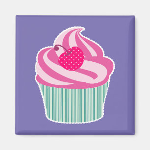 Rosa Cupkaka WIth Polka Dot Cherry Magnet