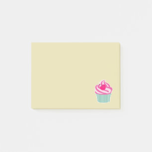 Rosa Cupkaka WIth Polka Dot Cherry Post-it Block