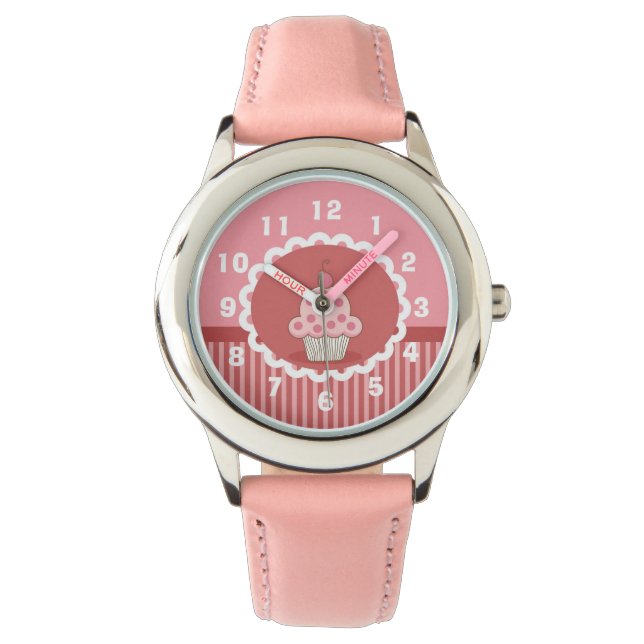 Rosa Cupkakadesign Armbandsur (Framsida)