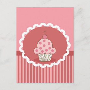 Rosa Cupkakadesign Vykort