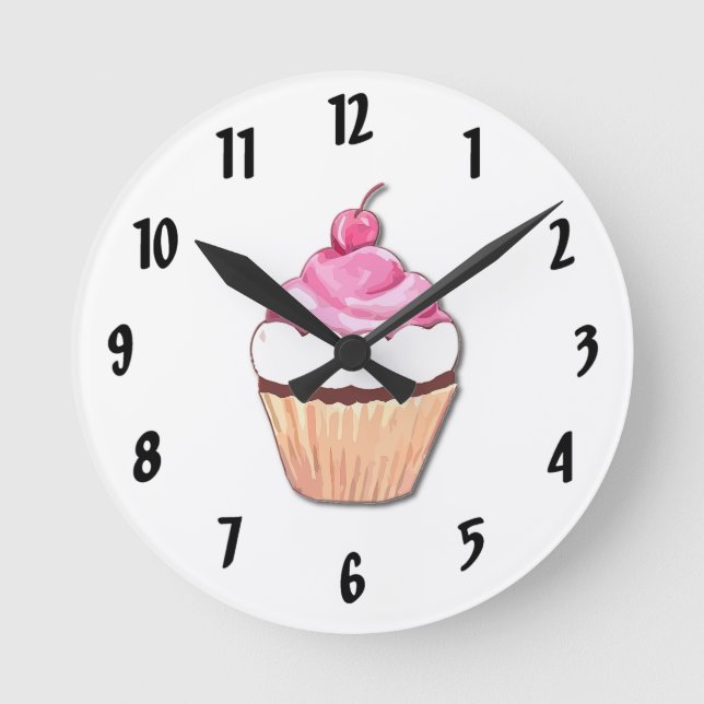 Rosa Cuppie Wall Clock Rund Klocka (Framsida)