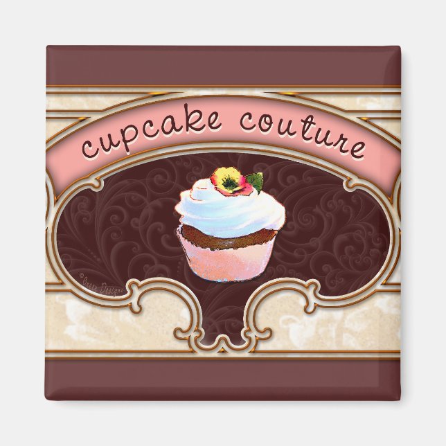 Rosa Cuptårta Couture Logotyp Banner Magnet (Framsidan)