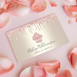 Rosa Cuptårta Glitter Drives Bakery Pastry Chef Gu Visitkort