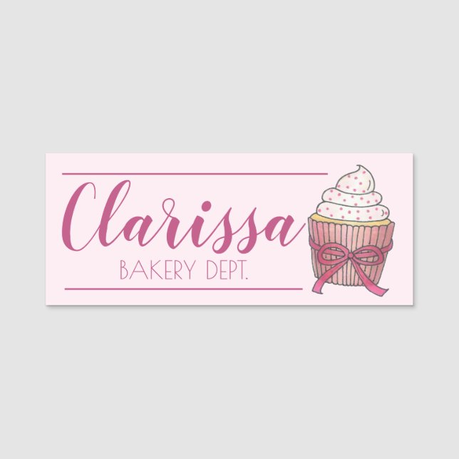 Rosa Cuptårta Shop Cake Bakery Pastry Chef Cafe Namnbricka (Framsida)