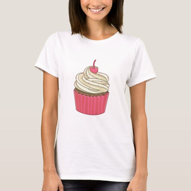 Rosa Cuptårta Treat T Shirt (Framsida)