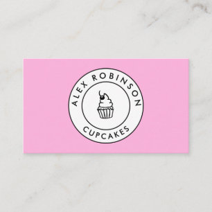 Rosa cuptårtcirkeln logotyp bakverk affärskort tidsbeställning kort