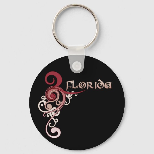 Rosa Curly Swirl Florida Keychain Mörk Nyckelring (Framsida)