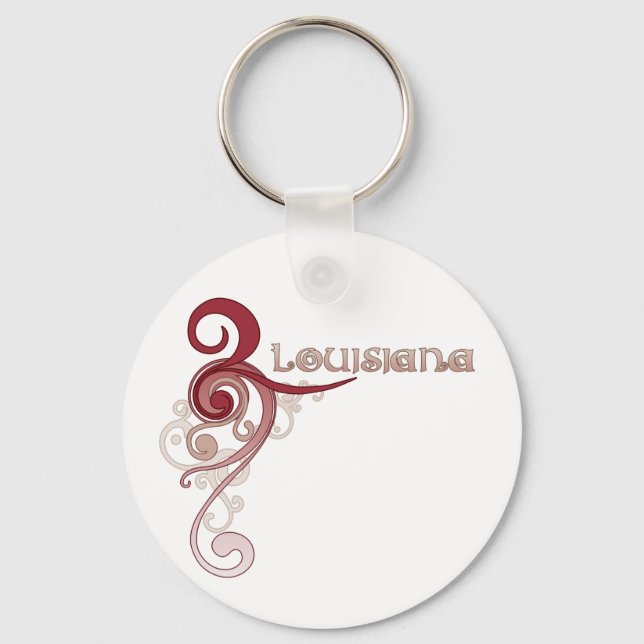 Rosa Curly Swirl Louisiana Keychain Nyckelring (Framsida)