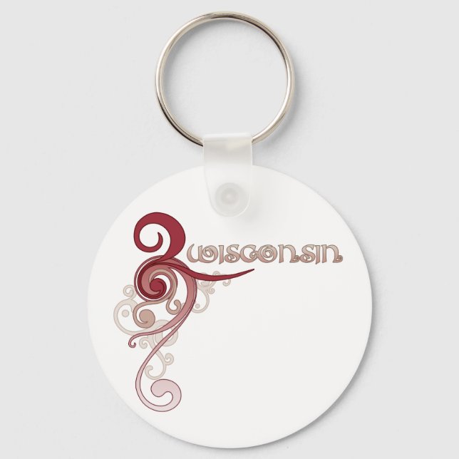 Rosa Curly Swirl Wisconsin Keychain Nyckelring (Framsida)