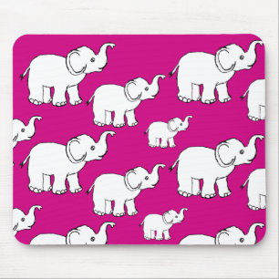Rosa Cute Animal Mönster Tecknad Elephant Mönster Musmatta