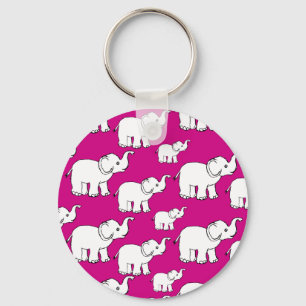 Rosa Cute Animal Mönster Tecknad Elephant Mönster Nyckelring