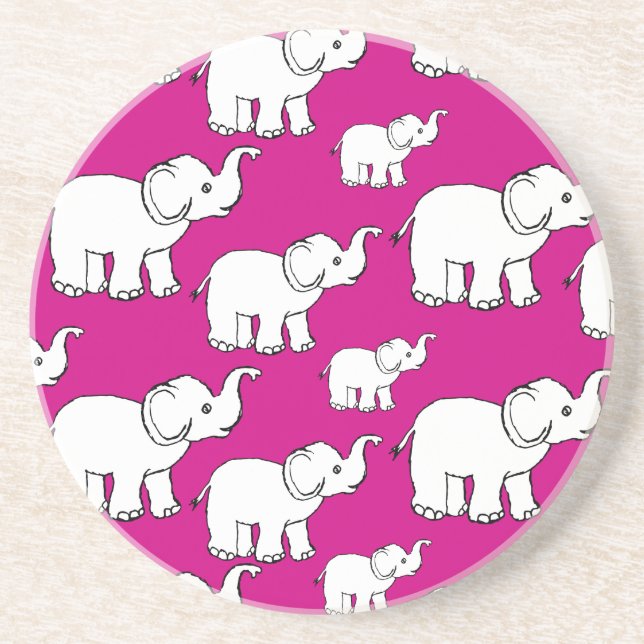 Rosa Cute Animal Mönster Tecknad Elephant Mönster Underlägg (Framsidan)