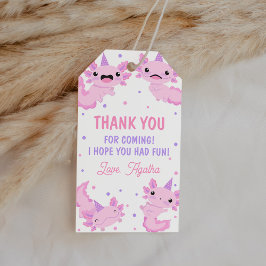 Rosa Cute Axolotl Birthday-Tack till förmån för Presentetikett