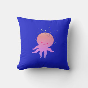 Rosa Cute Baby Octopus Tecknad Kudde