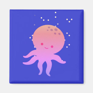 Rosa Cute Baby Octopus Tecknad Magnet
