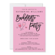 Rosa Cute Bachelorette-partiets inbjudningar