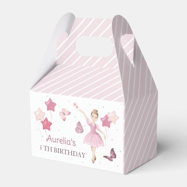 Rosa Cute Ballerina Birthday Favbox Presentaskar (Framsidan Sidan)