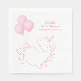 Rosa Cute Balloon Unicorn Baby Shower Pappersservett