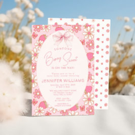 Rosa Cute Berry Sweet Strawberry Flicka Shower Inbjudningar
