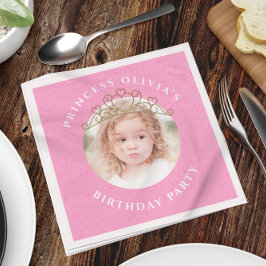 Rosa Cute Birthday Photo Princess Tiara Sweet Pappersservett