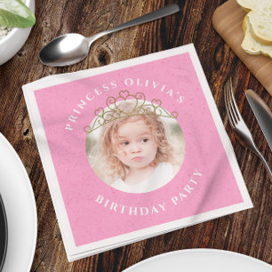 Rosa Cute Birthday Photo Princess Tiara Sweet Pappersservett