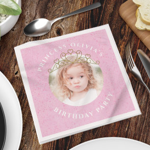 Rosa Cute Birthday Photo Princess Tiara Sweet Pappersservett