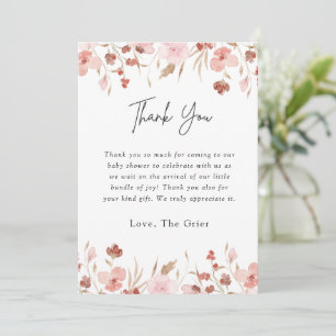 Rosa Cute Blommigt Baby Shower Tack Kort
