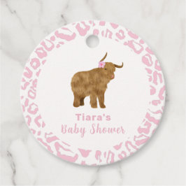 Rosa Cute Boho Heliga Cow Blommigt Girl Baby Showe Gåvor Etiketter