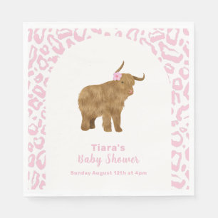 Rosa Cute Boho Heliga Cow Blommigt Girl Baby Showe Pappersservett