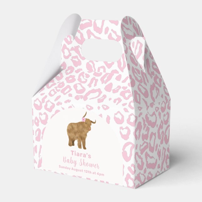 Rosa Cute Boho Heliga Cow Blommigt Girl Baby Showe Presentaskar (Framsidan Sidan)