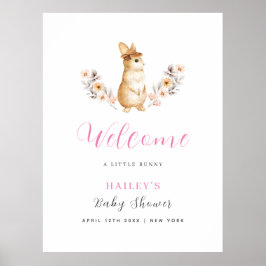 Rosa Cute Bunny WildblomVälkomstbabyskor för  Poster