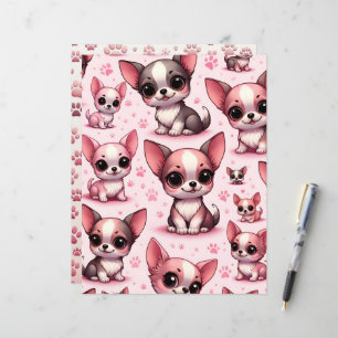 Rosa Cute Chihuahua Hund Scrapbook Papper
