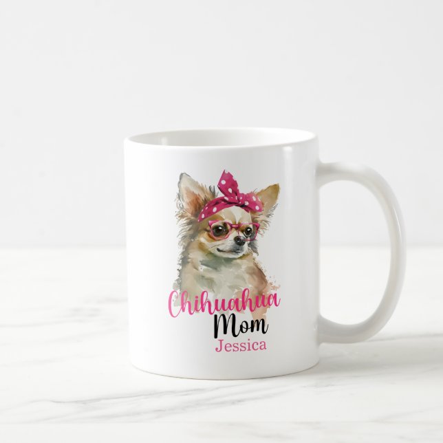 Rosa Cute Chihuahua Personlig Hund Mamma Kaffemugg (Höger)