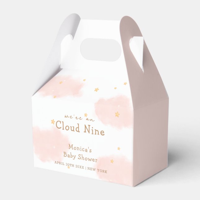 Rosa Cute Cloud Nine Girl Baby Shower Presentaskar (Framsidan Sidan)
