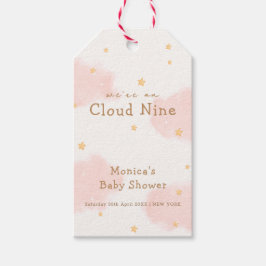 Rosa Cute Cloud Nine Girl Baby Shower Presentetikett