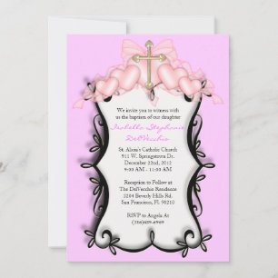rosa CUTE Communion/Baptism Inbjudan