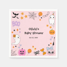 Rosa Cute Ghost Little Boo Halloween Baby Shower Pappersservett