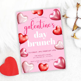 Rosa Cute Girly Galentine's Day Brunch Inbjudningar